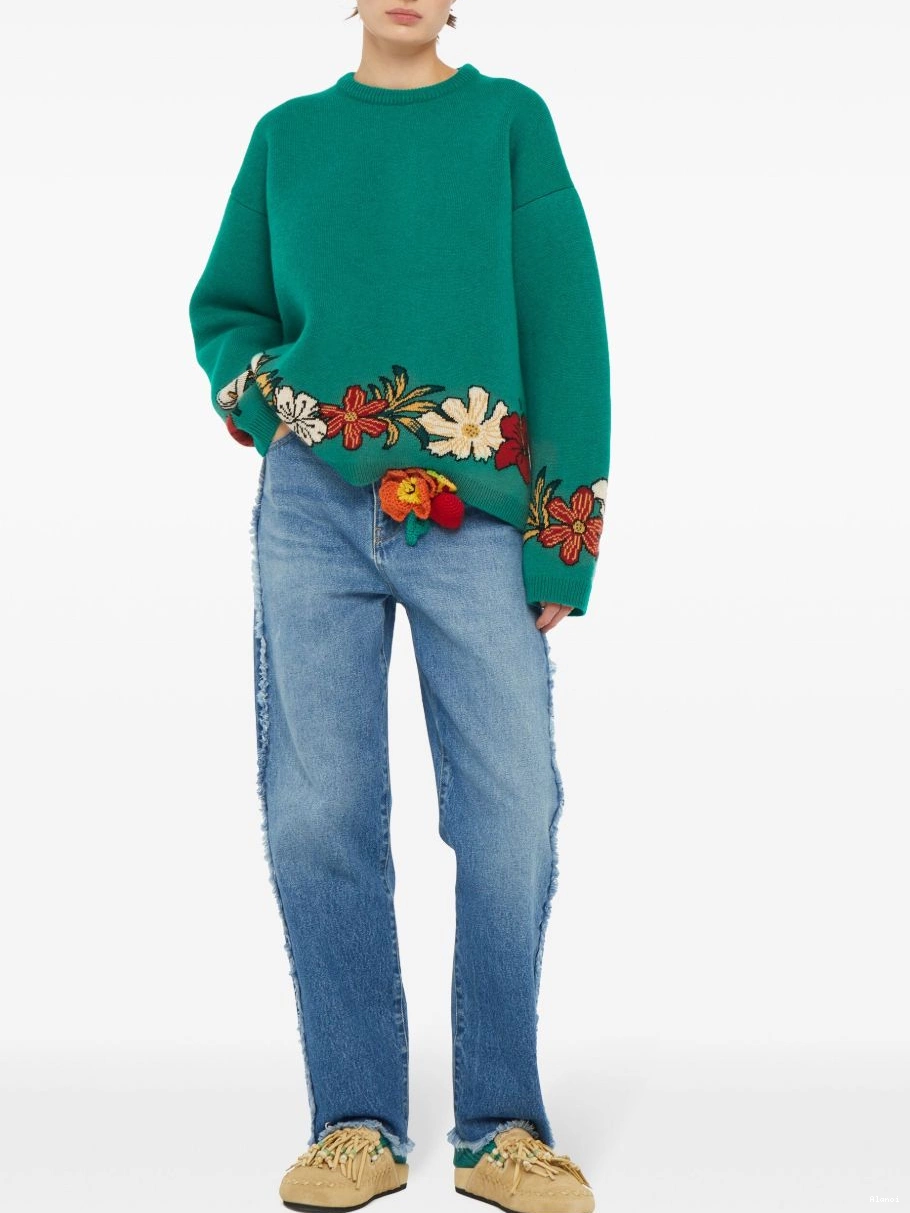 Cheap Women cashmere intarsia-knit Alanui floral jumper 0420
